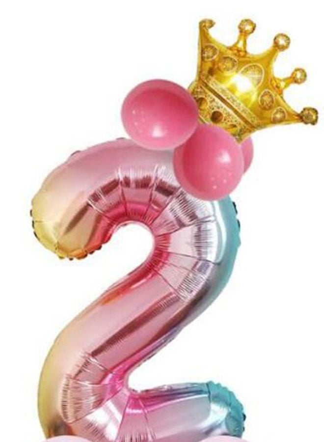 Beauenty Rainbow 2 Number Balloons With Crown  - Image 2