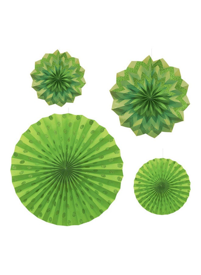 أمسكان مجموعة مراوح ورقية بتصميم لامع بلون ثمرة الكيوي مكونة من 5 قطع