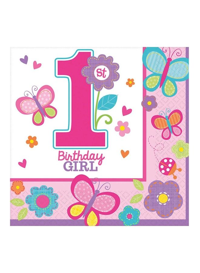Amscan 36-Piece 1st Birthday Girl Lunch Tissue