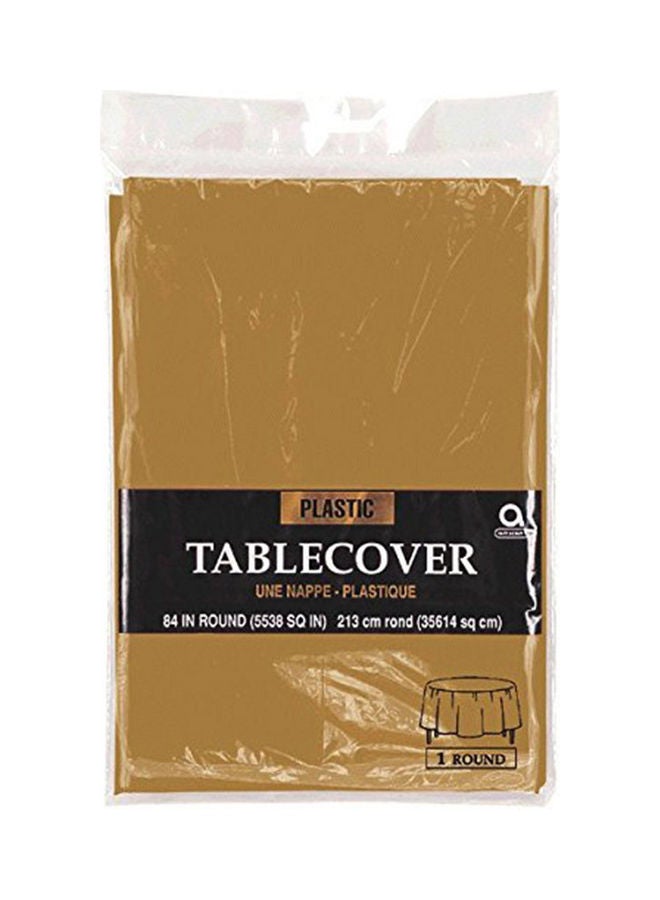 Amscan Gold Round Plastic Table Cover 84inch