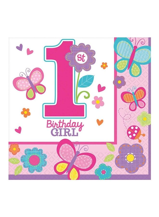 Amscan 36-Pieces 1st Birthday Girl Beverage Tissues 