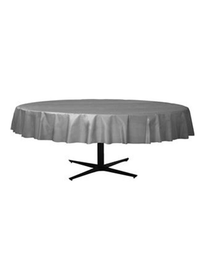 Amscan Silver Round Plastic Table Cover 84inch