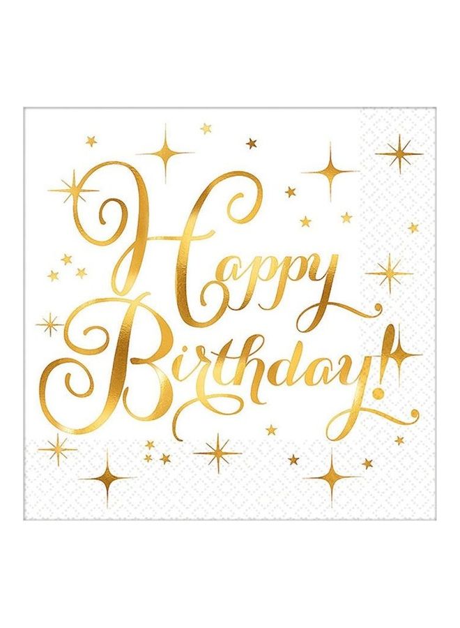 أمسكان مجموعة مناديل مائدة للمشروبات بطبعة عبارة "Happy Birthday" من 16 قطعة