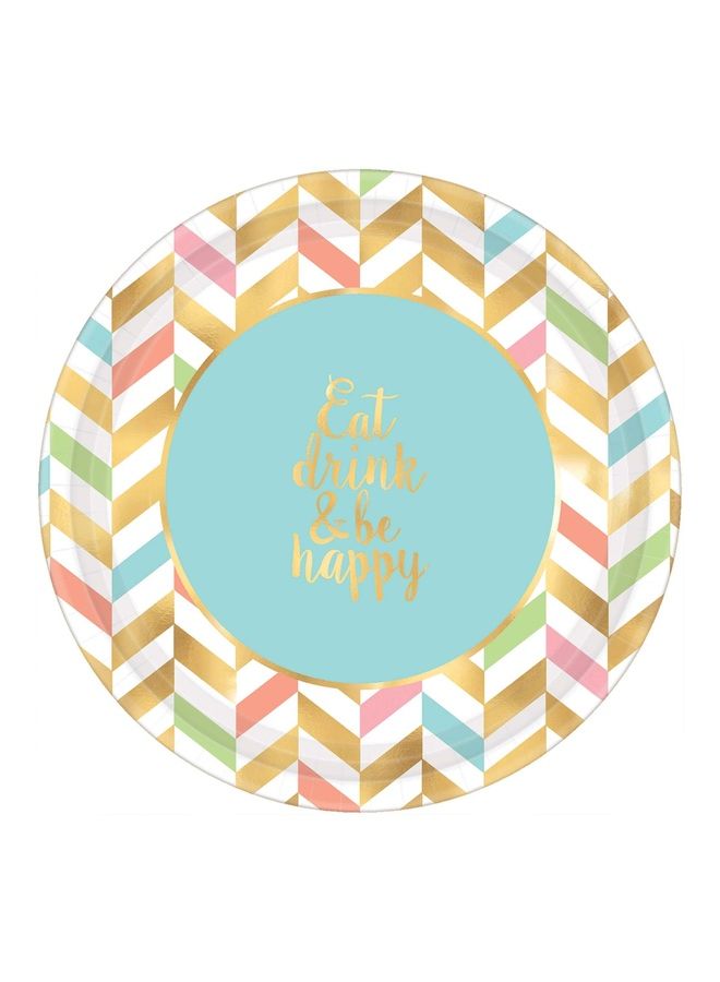 Amscan 8-Piece Set Eat Drink & Be Happy Round Paper Plate