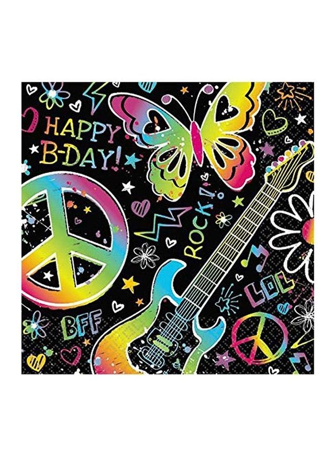 Amscan 16-Piece Neon Doodle Beverage Tissues 