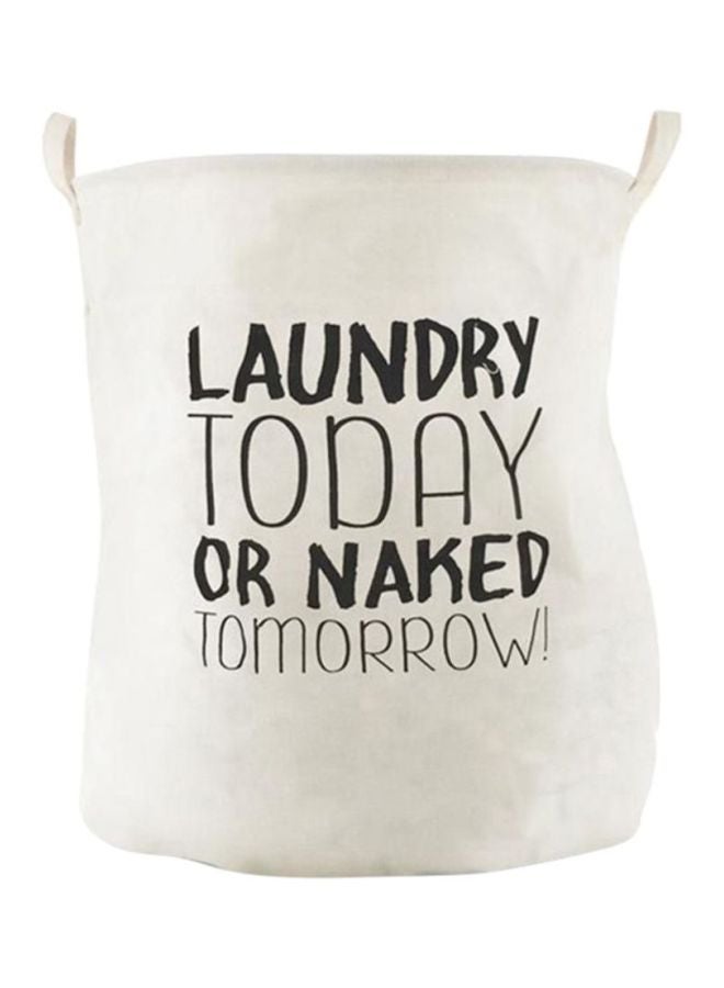 QiaoKai - Fabric Laundry Basket White/Black 40x50cm - Image 1