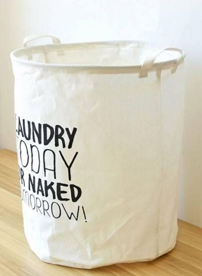 QiaoKai - Fabric Laundry Basket White/Black 40x50cm - Image 1