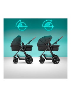 Kinderkraft Pram 3 In 1 Set Xmoov Travel System Baby Pushchair Buggy Foldable With Infant Car Seat Carrycot Accessories Rain Cover Footmuff For Newborn From Birth To 3 Years - Black  - Image 4