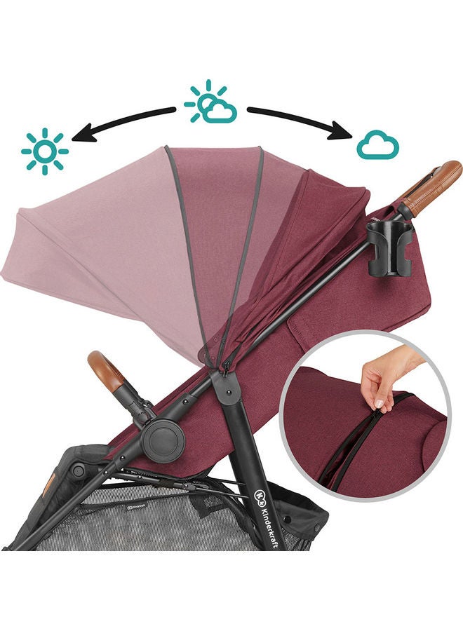 Kinderkraft - Grande Pushchair 2020 Burgundy, 0 To 2 Months - Image 1