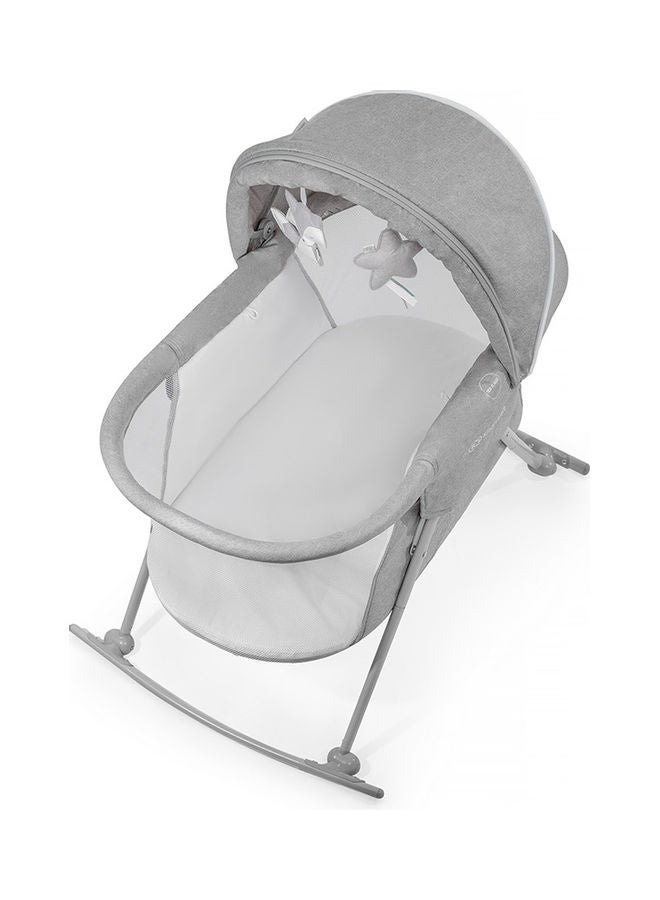 Kinderkraft - Baby Crib 3 In 1 Lovi, Cradle, Travel Cot, Rocker, Easy Folding And Unfolding, Adjustable Canopy, With Accessories, Mattress Cover, Included Toys, Transport Bag, For Newborn, 0 - 9 Kg, Grey - Image 1