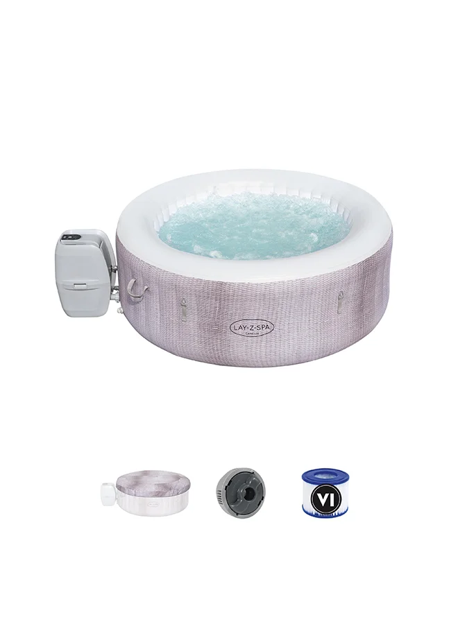 Bestway Lay-Z-Spa Cancun Airjet Inflatable Hot Tub Spa 2-4 Person - 1 Spa, 1 Cover, 1 Pump, 1 Chemconnect Dispenser, 1 Filter Cartridge (Vi), 1 Repair Patch