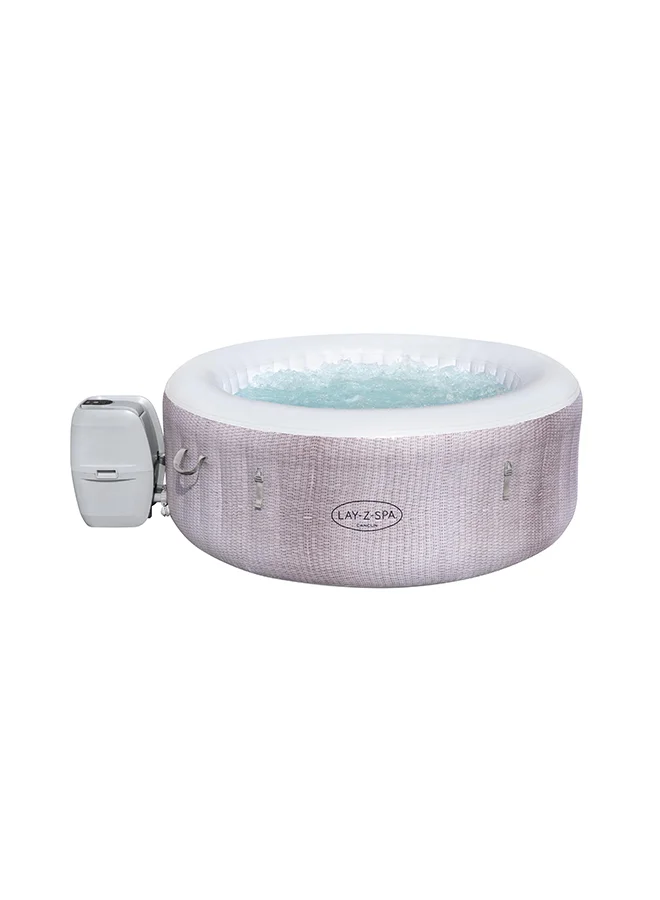 Bestway Lay-Z-Spa Cancun Airjet Inflatable Hot Tub Spa 2-4 Person - 1 Spa, 1 Cover, 1 Pump, 1 Chemconnect Dispenser, 1 Filter Cartridge (Vi), 1 Repair Patch Grey 27.47kg