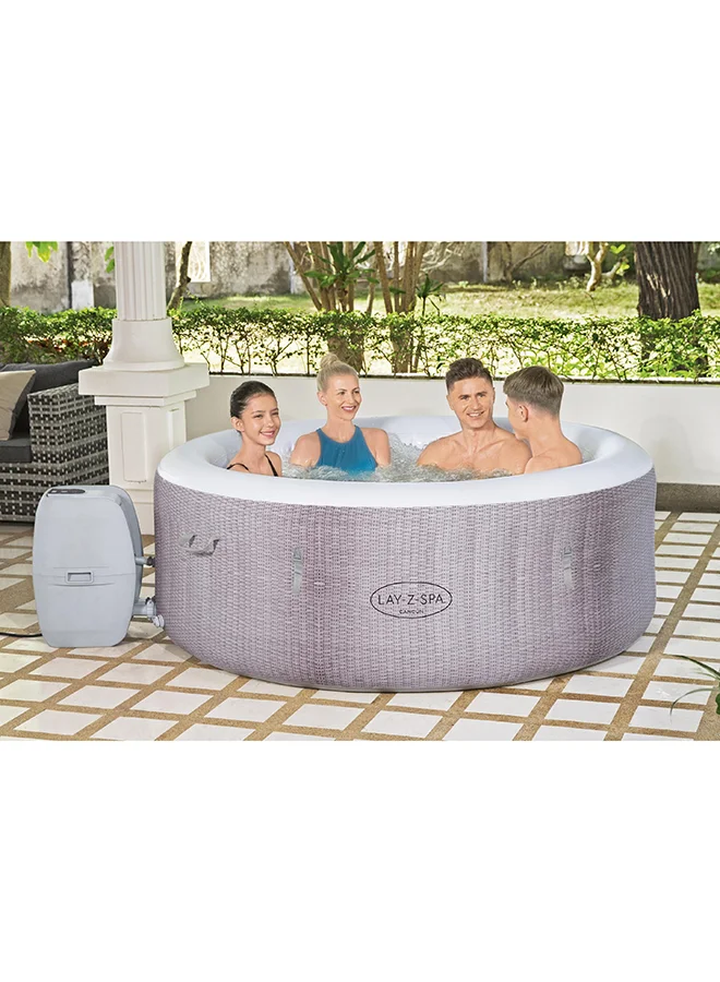Bestway Lay-Z-Spa Cancun Airjet Inflatable Hot Tub Spa 2-4 Person - 1 Spa, 1 Cover, 1 Pump, 1 Chemconnect Dispenser, 1 Filter Cartridge (Vi), 1 Repair Patch Grey 27.47kg