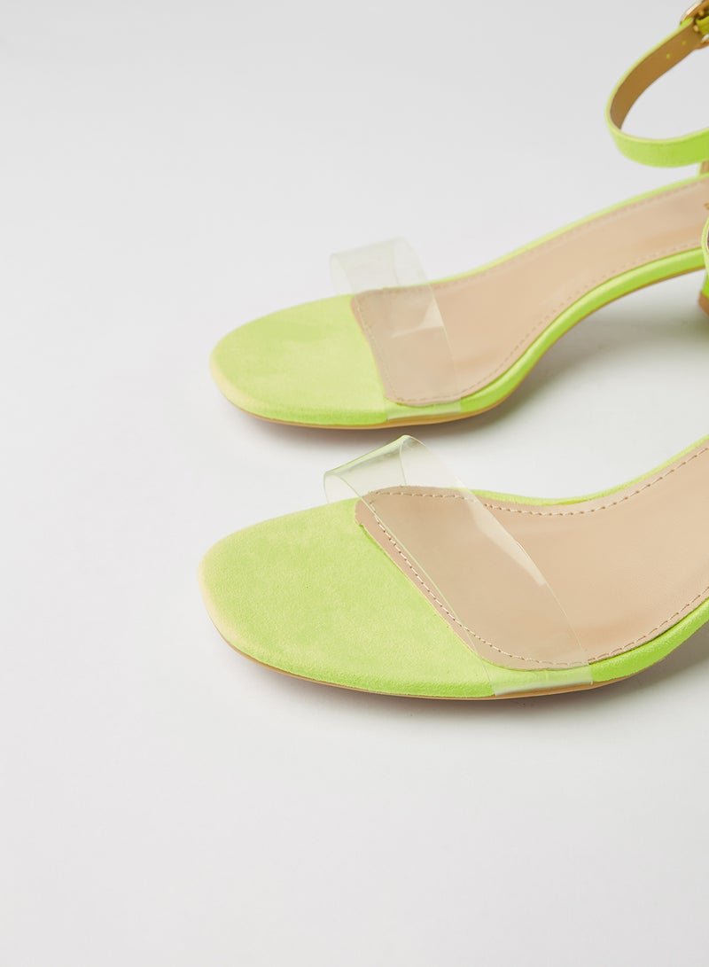 Deezee - Ankle Strap Mid Heeled Sandals Neon Yellow - Image 1