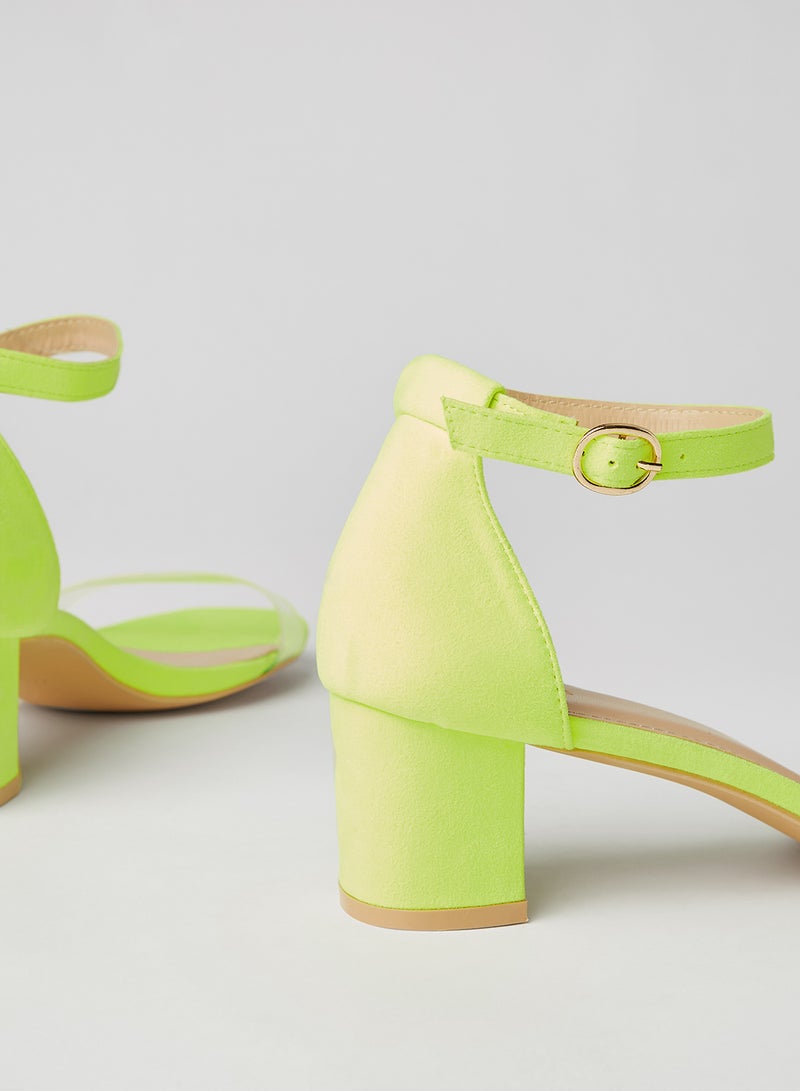 Deezee - Ankle Strap Mid Heeled Sandals Neon Yellow - Image 1