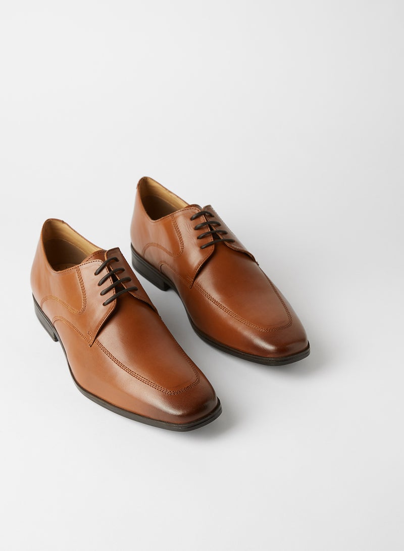 ZAHA - Leather Lace-Up Oxford Shoes Tan - Image 1