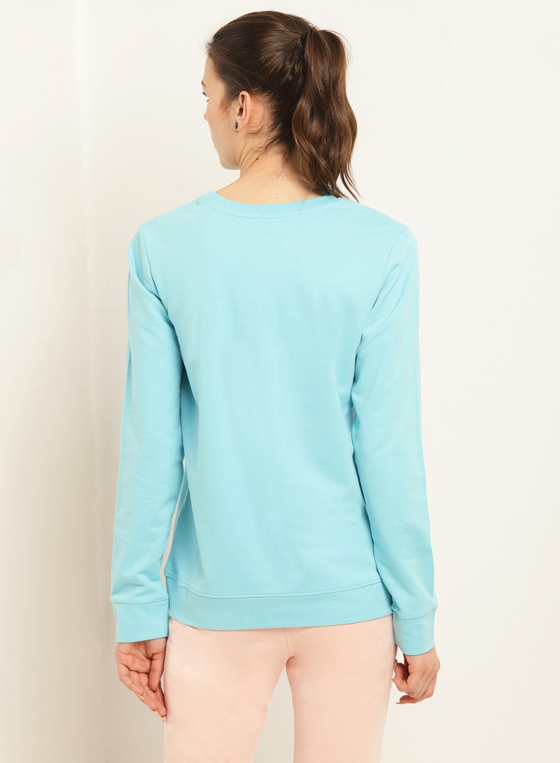 Women's Casual Comfortable Regular Fit Solid Design Long Sleeves Sweatshirt Al Aqua - v1612873335/N41157046V_2