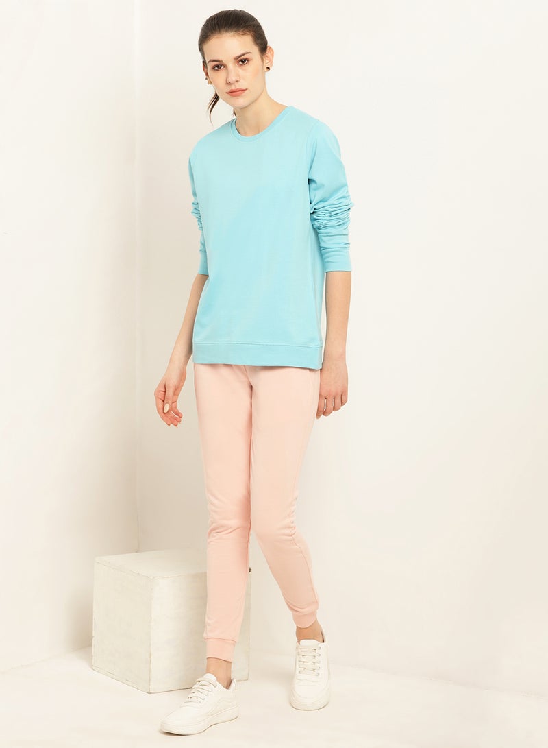 Women's Casual Comfortable Regular Fit Solid Design Long Sleeves Sweatshirt Al Aqua - v1612873335/N41157046V_3