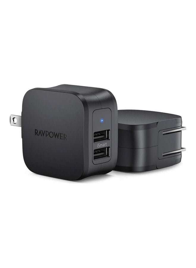 راف باور شاحن حائط برايم بمنفذي USB وقدرة 17 وات أسود - Image 1