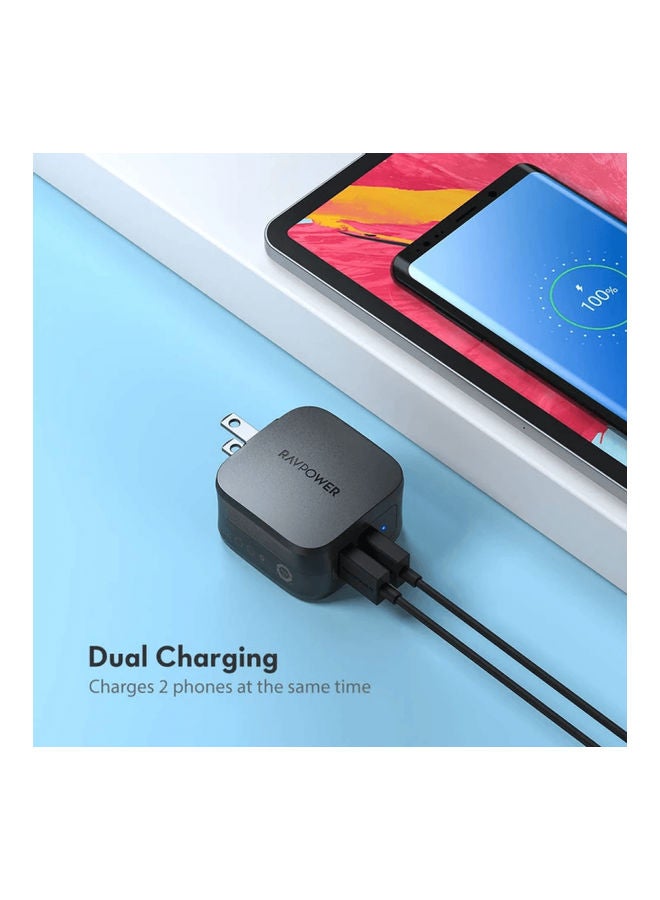 راف باور شاحن حائط برايم بمنفذي USB وقدرة 17 وات أسود - Image 3