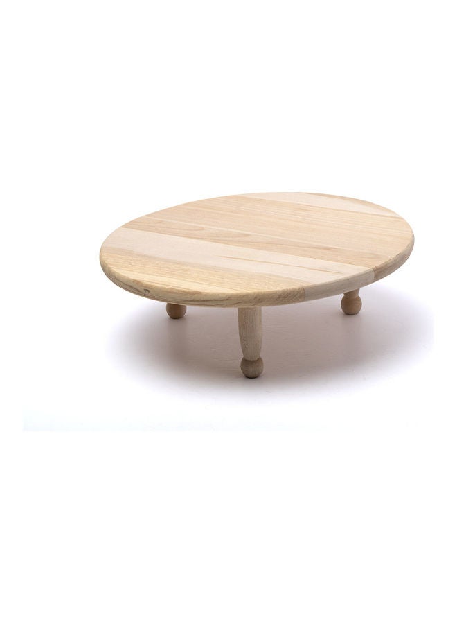 Squalo Wooden Rounded Modern Slicing Table Beige 35cm - Image 3