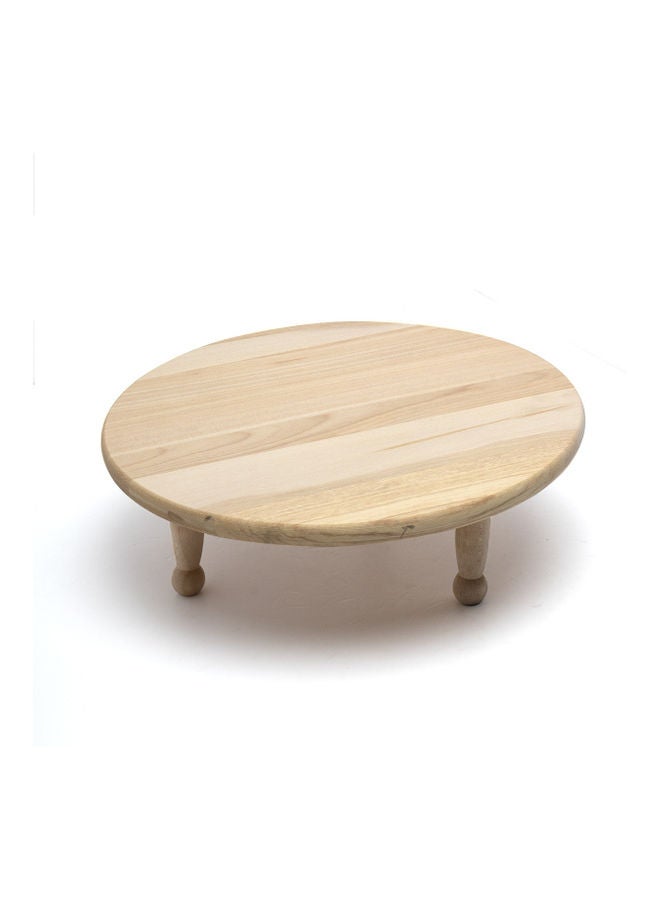 Squalo Wooden Rounded Modern Slicing Table Beige 35cm - Image 4