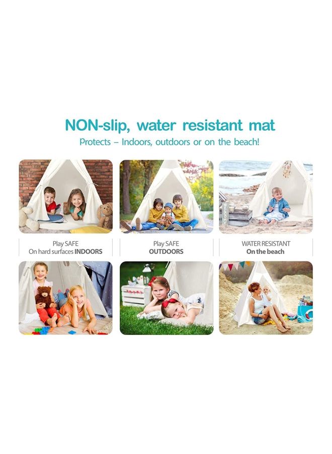 Beauenty - 5 Poles Portable Breathable Compact Lightweight Canvas Teepee Eco- Frinedly Play House Tent - Image 1