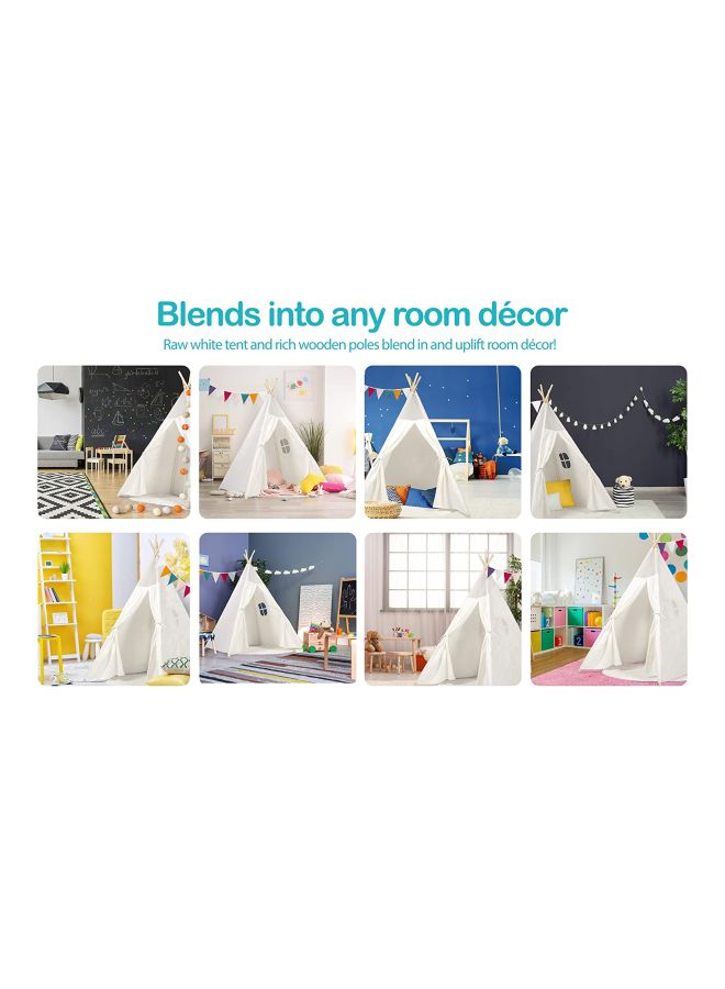 Beauenty - 5 Poles Portable Breathable Compact Lightweight Canvas Teepee Eco- Frinedly Play House Tent - Image 1