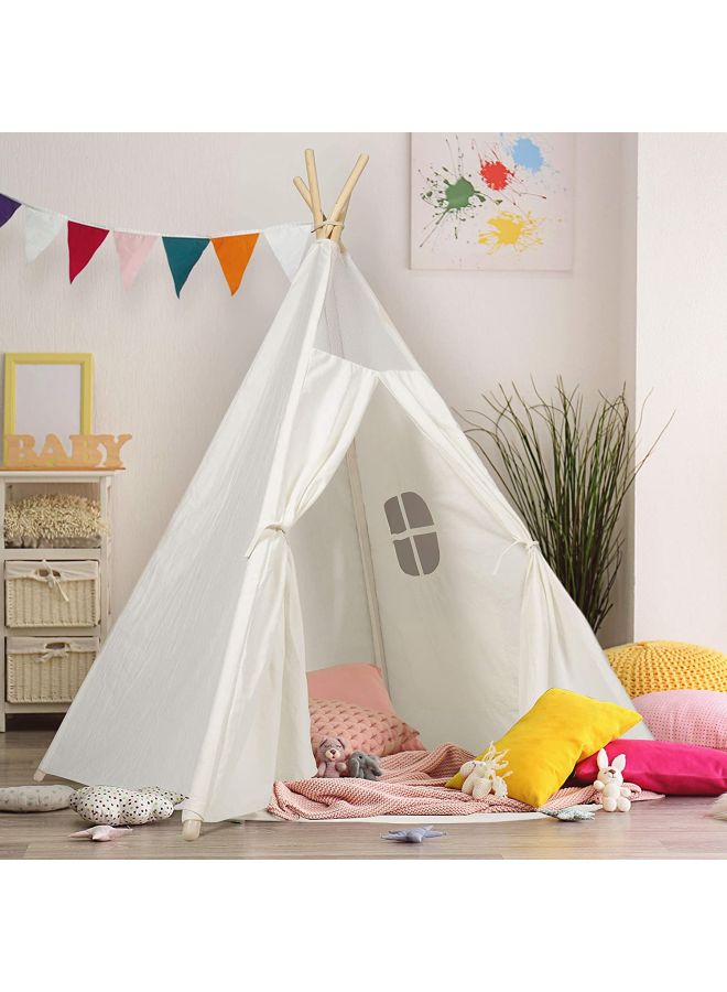 Beauenty - 5 Poles Portable Breathable Compact Lightweight Canvas Teepee Eco- Frinedly Play House Tent - Image 1