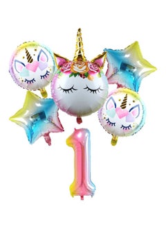 6-Piece Rainbow Unicorn Printed Balloon Set
