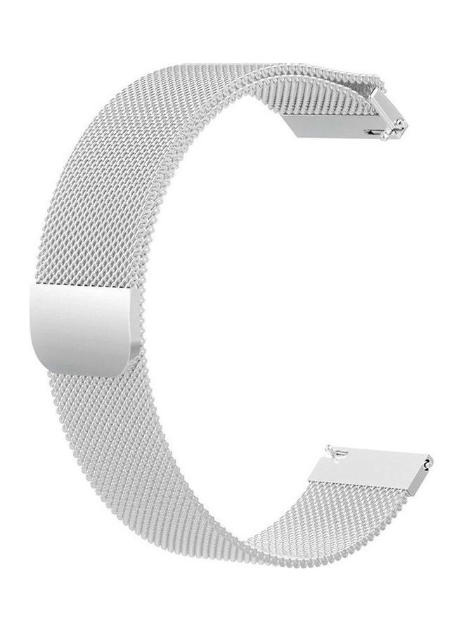 Bikson Elite Stainless Steel Loop Strap Wrist Band For Smart Watch Samsung Galaxy Watch 46mm / Huawei GT2 / Gear S3 Frontier and Classic / Honor Magic 2 / Fossil - 22mm - Metallic 22mm White