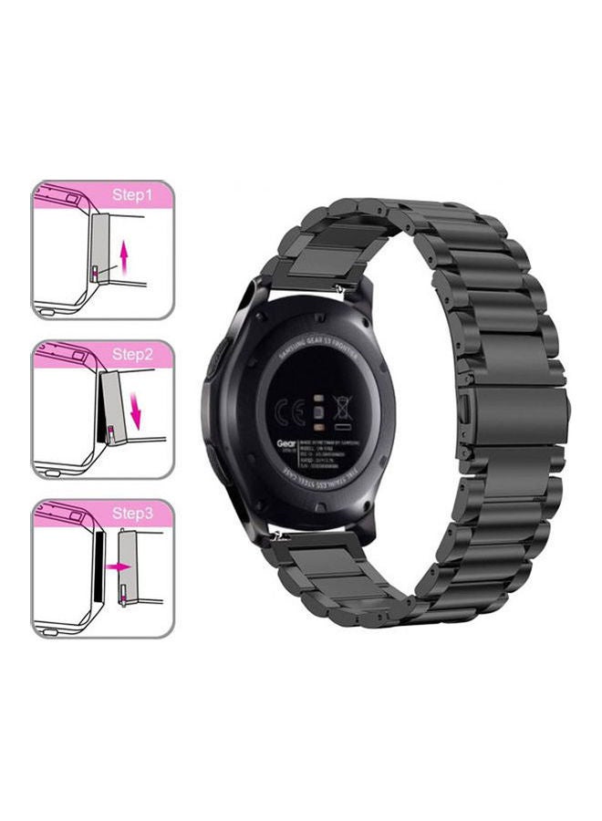 Metal Stainless Steel Strap Band for Samsung Galaxy Watch 46mm / Huawei GT2 / Gear S3 Frontier and Classic / Honor Magic 2 / Fossil 22mm Black