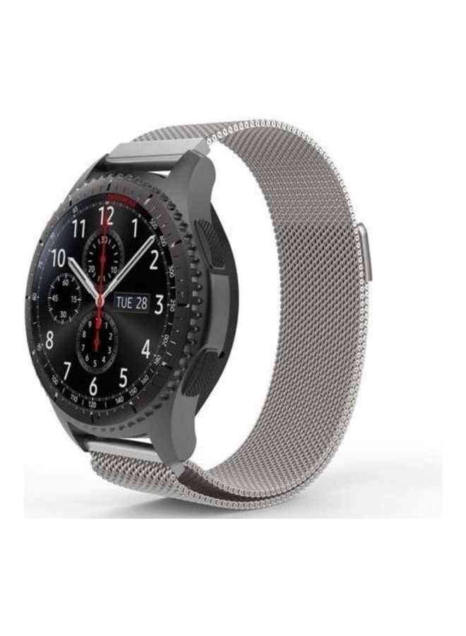 Bikson - Milanese Loop Strap Wrist Band For Smart Watch Samsung Galaxy Watch 46mm / Huawei GT2 / Gear S3 Frontier and Classic / Honor Magic 2 / Fossil - 22mm - Sonic 22mm Silver - Image 1