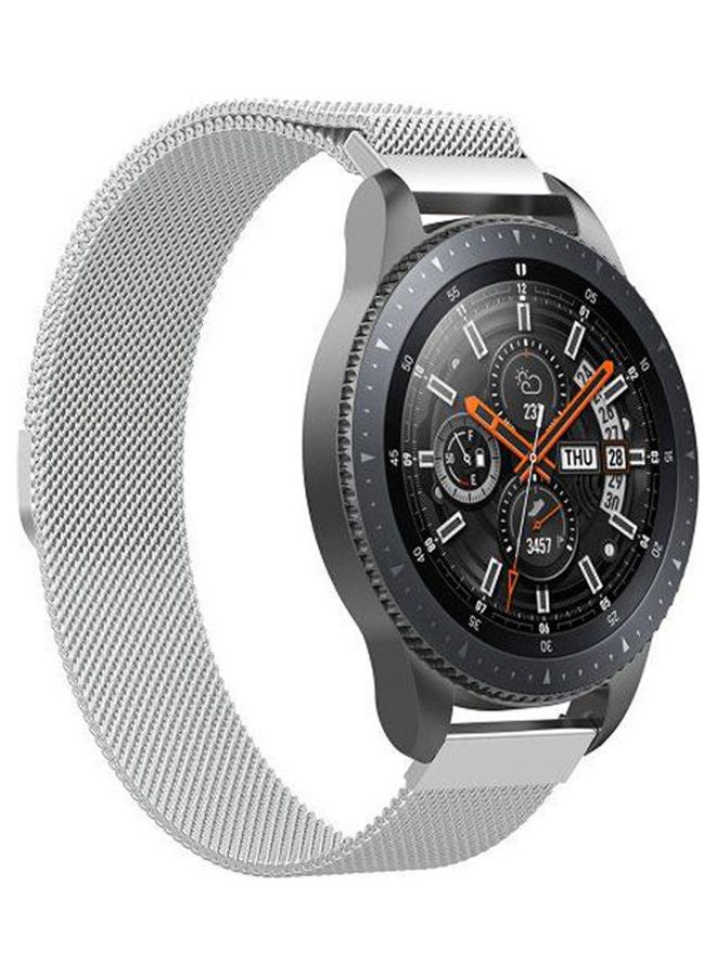 Bikson Milanese Loop Strap Wrist Band For Smart Watch Samsung Galaxy Watch 46mm / Gear S3 Frontier and Classic - Sonic 22mm Silver