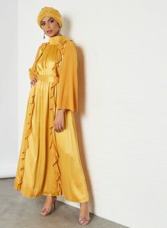 KASHKHA Pleated Ruffle Dress Mustard  - Image 1