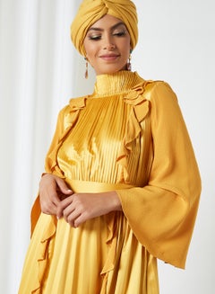 KASHKHA Pleated Ruffle Dress Mustard  - Image 4