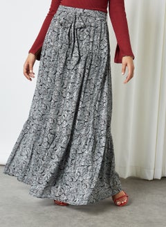 KASHKHA Allover Print Maxi Skirt Black-White  - Image 1