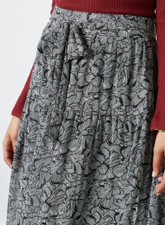 KASHKHA Allover Print Maxi Skirt Black-White  - Image 4