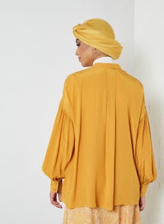 KASHKHA Oversized Embellished Detail Shirt Mustard  - Image 2