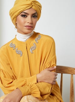 KASHKHA Oversized Embellished Detail Shirt Mustard  - Image 4