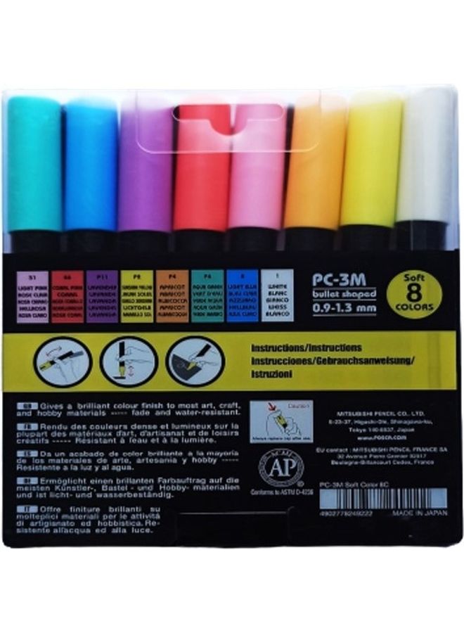 Uni 8-Piece Bullet Shaped Paint Marker Soft Colors Set Multicolour - Image 3