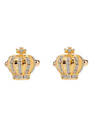 Diamond Studded Crown Shape Cufflinks - v1612941701/N44295640A_1