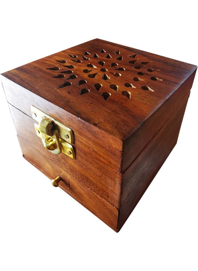 صندوق خشبي كلاسيكي مصنوع يدويا بني 9 X 9سم  - Image 5