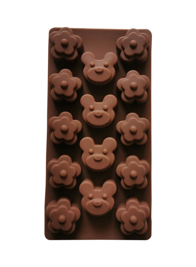 Generic - Cat And Flower Shaped 14-Cavity Silicone Cake Mould Brown 10 x 20cm - Image 1