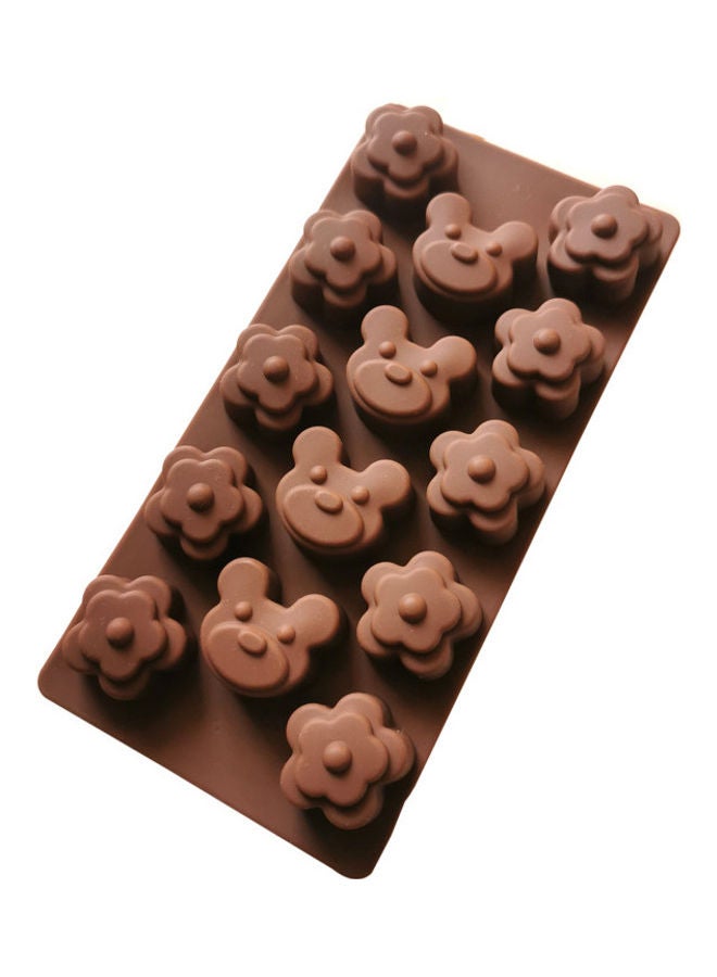 Generic - Cat And Flower Shaped 14-Cavity Silicone Cake Mould Brown 10 x 20cm - Image 1