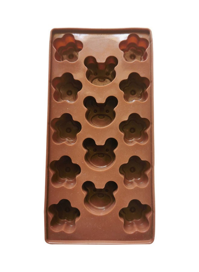 Generic - Cat And Flower Shaped 14-Cavity Silicone Cake Mould Brown 10 x 20cm - Image 1