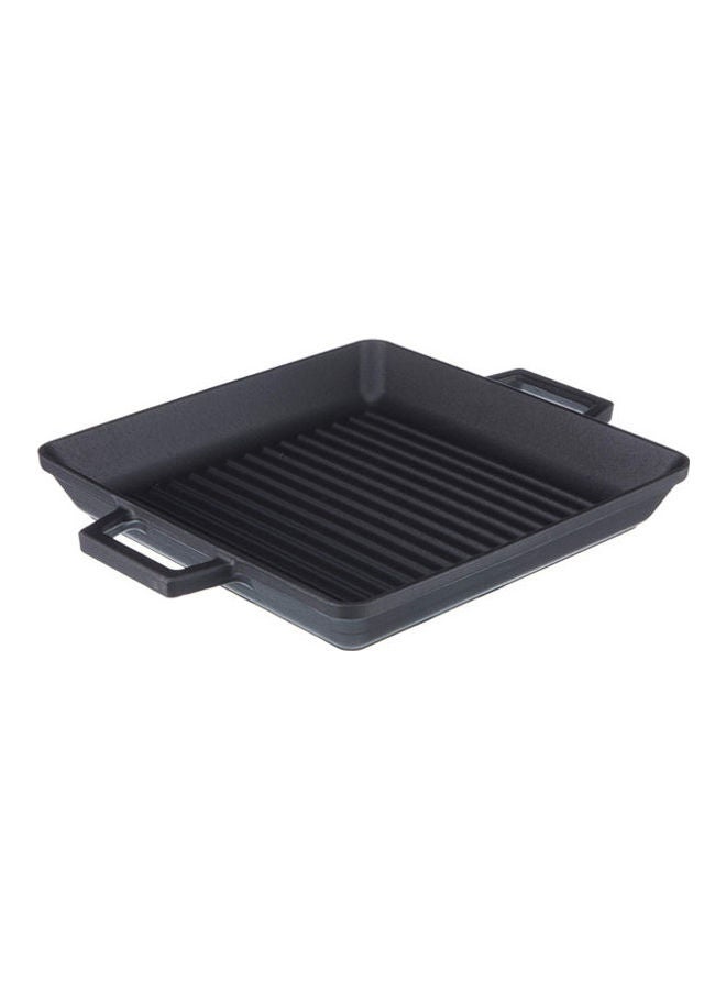 لافا مقلاة شواء بمقبض معدن من الحديد الزهر أسود 26x26سم