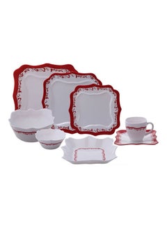 Luminarc 38-Piece Authentic Dinnerware: Large Plate: 29cm, 6 Medium Plate: 26 CM, 6 Plates:22CM, 6 Plates: 20.5 CM, 1 Large Bowl: 24 CM, 6 Bowl 12 cm, 6 Cups 220ml Red/White 