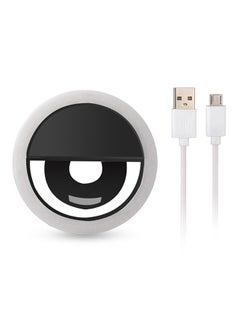 Trands Portable LED Rechargeable Selfie Ring Light Black/White  - Image 1