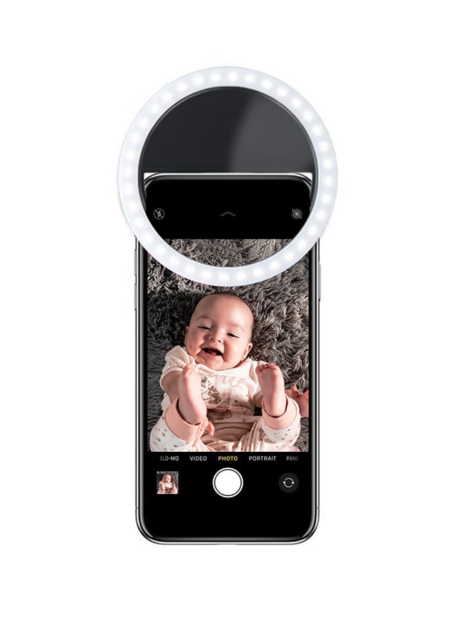 تراندز حلقة إضاءة LED محمولة قابلة للشحن؛ لالتقاط صور السيلفي أسود/ أبيض - Image 3